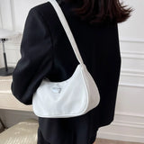 Women Solid Shoulder Bag Mini Crescent Messenger Handbags Nylon Handbag