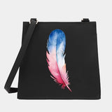 Women Square Bags Shoulder Crossbody Feather Pattern Casual Tote Messenger Bag