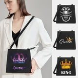 Women Square Bags Shoulder Crossbody King&Queen Series Pattern Tote Messenger Ba