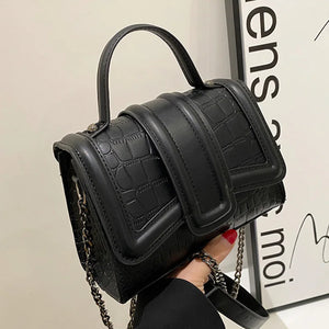 Stone Pattern Leather Shoulder Bag Party Clutch Messenger Lady Handbag