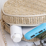 Straw Round Handbag Summer Beach Woven Circle Bohemia