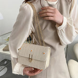 Women Straw Woven Shoulder Crossbody Messenger Bag Summer Beach Chain Handbag