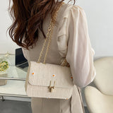 Women Straw Woven Shoulder Crossbody Messenger Bag Summer Beach Chain Handbag
