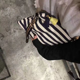 Women Striped Clutch Tassel Lady Small Bag Canvas Purse Envelope Bag