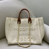 Women Tote Bag Canvas Large Handbag Chains Leather Shoulder Bags