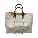 Women Tote Bag Canvas Large Handbag Chains Leather Shoulder Bags