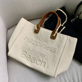 Women Tote Bag Canvas Large Handbag Chains Leather Shoulder Bags