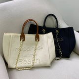 Women Tote Bag Canvas Large Handbag Chains Leather Shoulder Bags