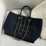 Women Tote Bag Canvas Large Handbag Chains Leather Shoulder Bags