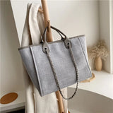 Women Tote Bag Canvas Large Handbag Chains Shoulder Bags