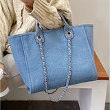 Women Tote Bag Canvas Large Handbag Chains Shoulder Bags
