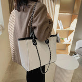 Canvas Large Tote Bag Chains Shoulder Bags Women Handbag Shopping Bag