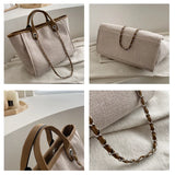 Women Tote Bag Canvas Large Handbag Chains Shoulder Bags