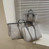 Canvas Large Tote Bag Chains Shoulder Bags Women Handbag Shopping Bag