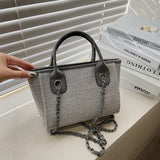 Canvas Large Tote Bag Chains Shoulder Bags Women Handbag Shopping Bag