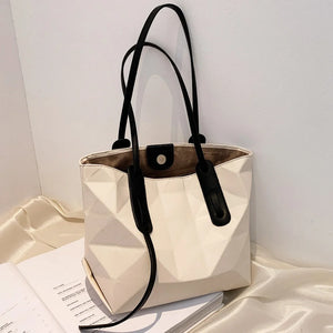 Women Tote Bag Plaid PU Leather Large Striped Handbag Shoulder Bags