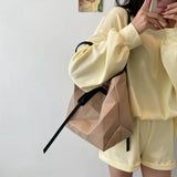 Women Tote Bag Plaid PU Leather Large Striped Handbag Shoulder Bags