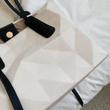 Women Tote Bag Plaid PU Leather Large Striped Handbag Shoulder Bags