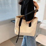 Women Tote Bag Plaid PU Leather Large Striped Handbag Shoulder Bags