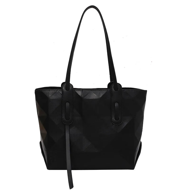 Women Tote Bag Plaid PU Leather Large Striped Handbag Shoulder Bags