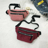 Women Corduroy Waist Bag Large Satchel Shoulder Bags