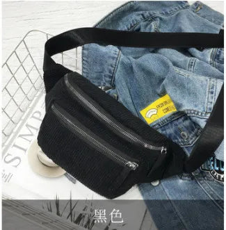 Women Corduroy Waist Bag Large Satchel Shoulder Bags