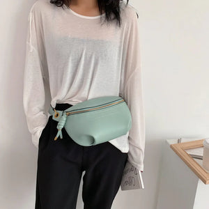 Women Waist Packs Leather Fanny Belt High Shoulder Messenger Crossbody Bag