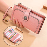 Women Wallet Oil Wax Leather Retro Long Wallet Large Capacity Clutch
