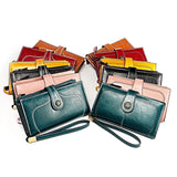 Women Wallet Oil Wax Leather Retro Long Wallet Large Capacity Clutch