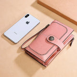 Women Wallet Oil Wax Leather Retro Long Wallet Large Capacity Clutch