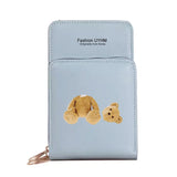 Women Wallets Mobile Phone Bag Pu Leather Card Pack Female Bear Print