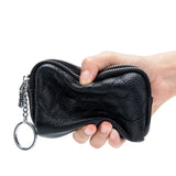 Zipper Cow Leather Women Wallet Mini Coin Purse Key Chain