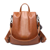 Retro Soft Leather Backpack Women's All-match Bag