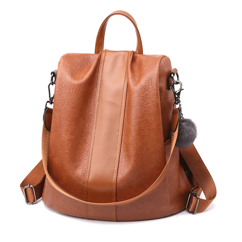Retro Soft Leather Backpack Women's All-match Bag