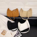 Retro Corduroy Shoulder Bag for Women Daily Use