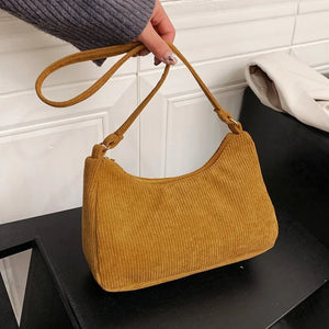 Vintage Corduroy Shoulder Bag Women