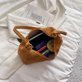 Retro Corduroy Shoulder Bag for Women Daily Use