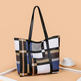 Women's Checkered Shoulder Bag Oxford Casual Travel Tote Handbag
