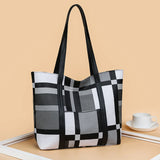Women's Checkered Shoulder Bag Oxford Casual Travel Tote Handbag