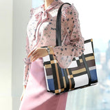 Women's Checkered Shoulder Bag Oxford Casual Travel Tote Handbag