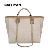 Canvas Large Handbag Chains Shoulder Bags Ladies Big Messenger Bag