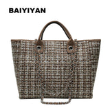 Women's Canvas Chain Shoulder Bag Large Handbag