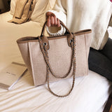 Canvas Large Handbag Chains Shoulder Bags Ladies Big Messenger Bag