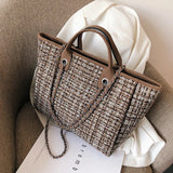 Women's Canvas Chain Shoulder Bag Large Handbag