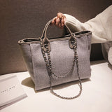 Canvas Large Handbag Chains Shoulder Bags Ladies Big Messenger Bag