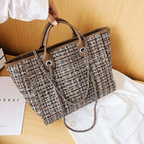 Women's Canvas Chain Shoulder Bag Large Handbag