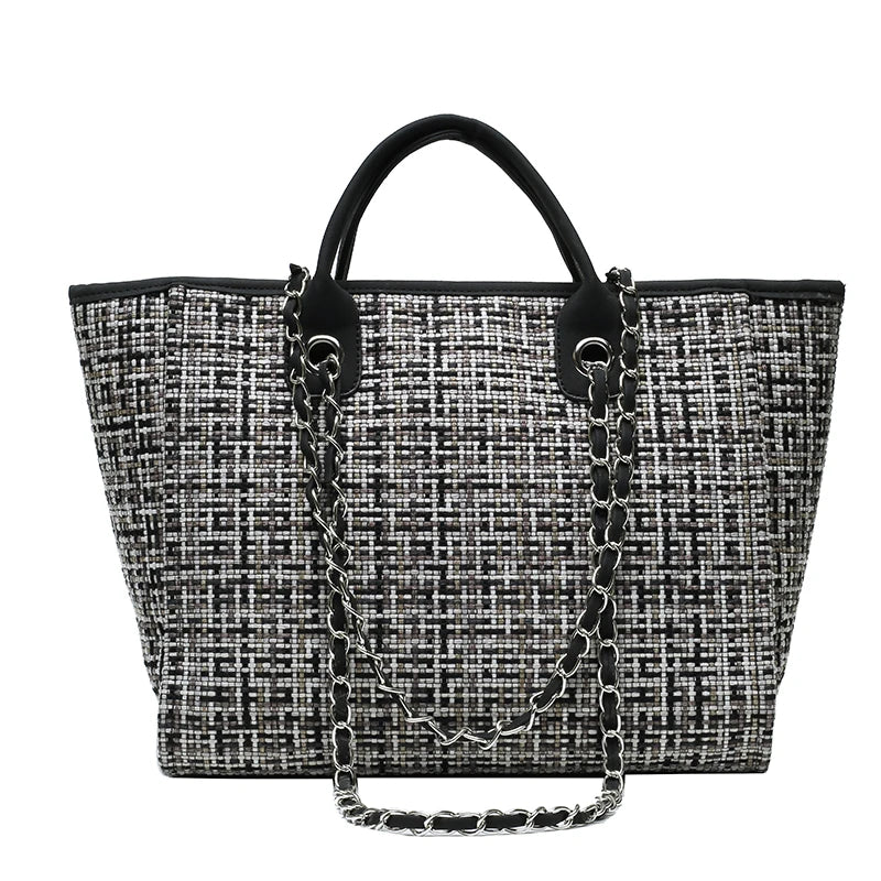 Women's Canvas Chain Shoulder Bag Large Handbag