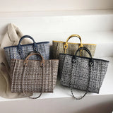 Women's Canvas Chain Shoulder Bag Large Handbag