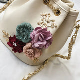 Small Fresh Bucket Bag with Flower Pattern