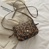 Leopard Flap Messenger Bag Vintage Crossbody Shoulder Bags for Women
